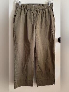 Everlane Women’s Organic Cotton Blend Olive Green Pull on Pant XL Fall Cabincore